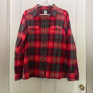 Patagonia Organic Cotton Multicolored Flannel Plaid Long Sleeve Top Size 12